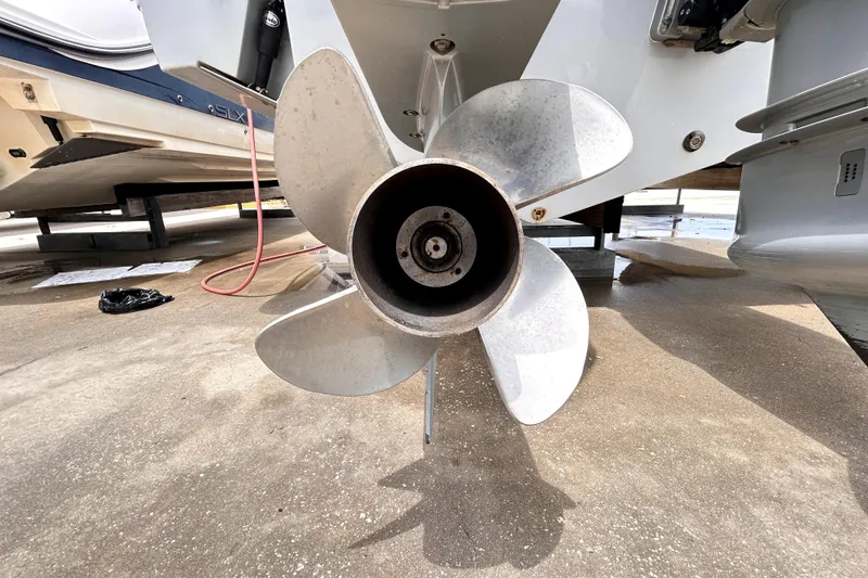 Slide: The Image of 2024 Sea Fox 328 Commander boat propeller on dry dock. - 10