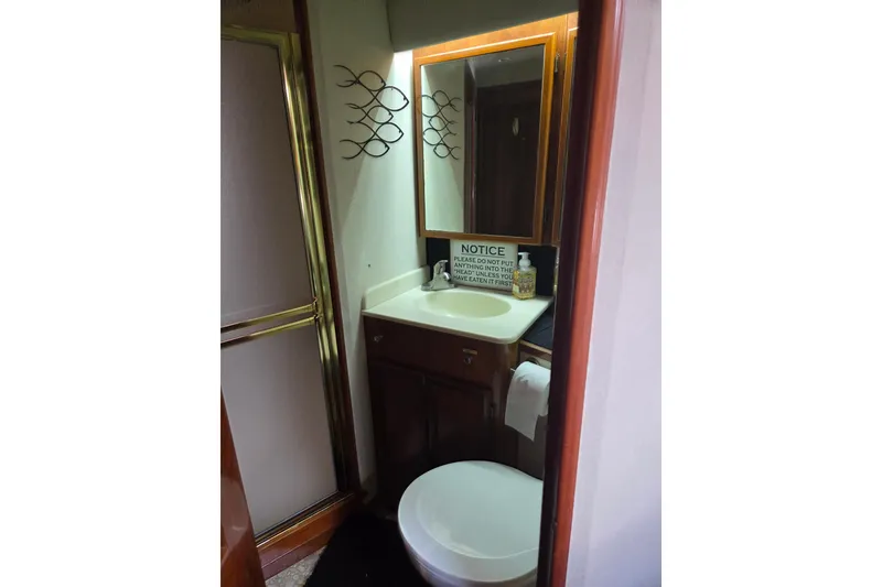 Slide: The Image of Bathroom interior of 1990 Egg Harbor Golden Egg 42 yacht with shower and sink. - 28