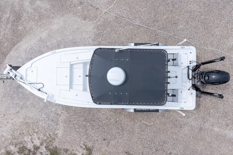 Slide: The Image of Overhead view of 2023 Blazer Bay 2200 boat on a concrete surface. - 9