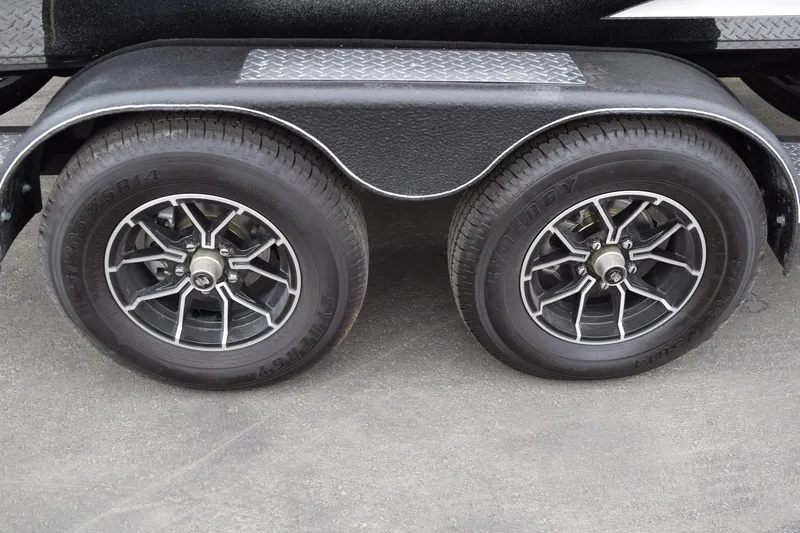 Slide: The Image of Dual wheels on a 2027 Cayams CX 20 PRo trailer with stylish rims. - 26