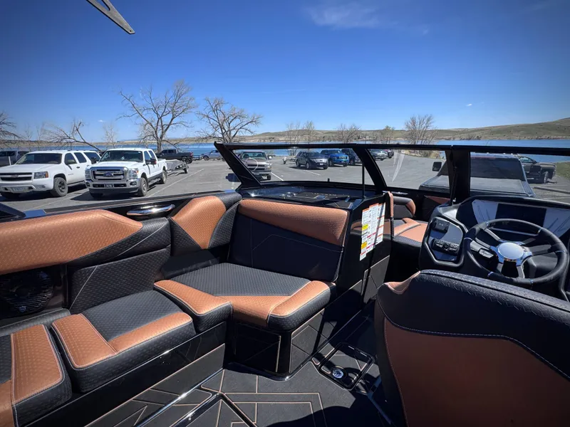 Slide: The Image of Interior of Supreme S240 boat, 2026 model, featuring luxurious seating. - 18