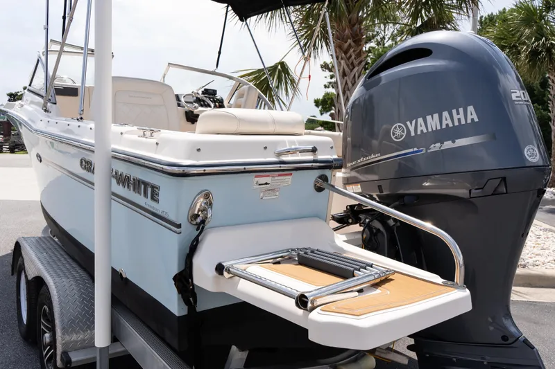 Slide: The Image of 2017 Grady-White Freedom 205 boat with Yamaha outboard motor on trailer. - 8