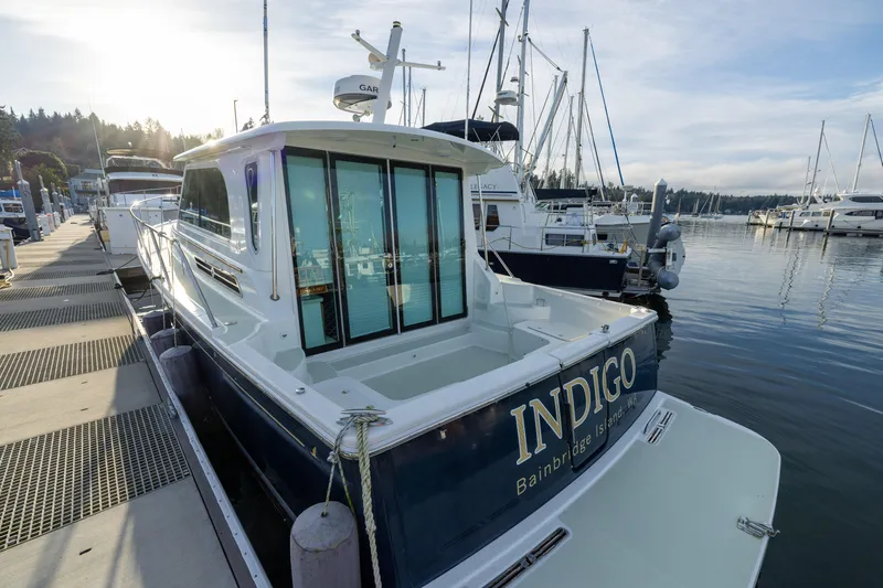 Slide: The Image of 2017 Back Cove 37 yacht docked at marina. - 14
