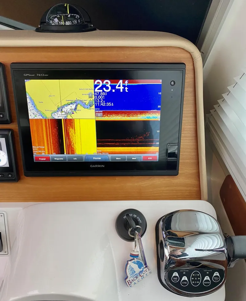 Slide: The Image of Navigation system on a 2017 Back Cove 37 boat. - 31