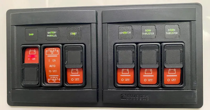 Slide: The Image of Control panel of a 2017 Back Cove 37 boat. - 36