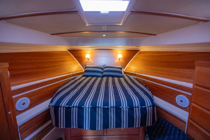Slide: The Image of Interior of 2017 Back Cove 37 yacht with cozy bedroom. - 46