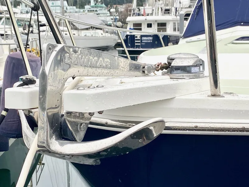 Slide: The Image of Anchor on a 2017 Back Cove 37 boat in the harbor. - 6