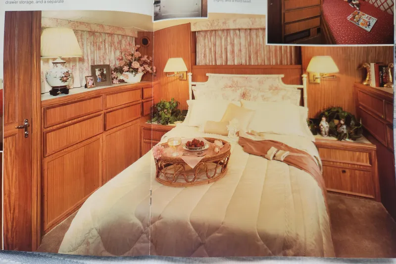 Slide: The Image of Floor plan of a 1983 Hatteras 48 Motor Yacht, standard arrangement layout. - 50