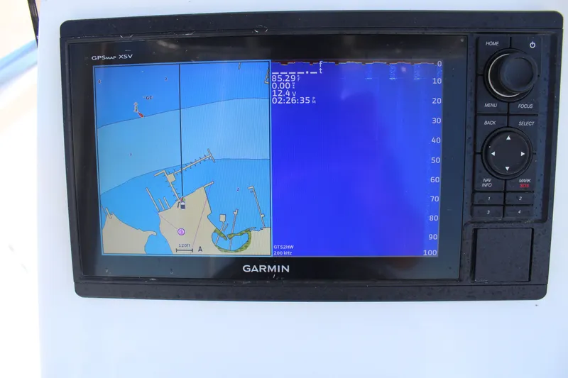 Slide: The Image of Garmin GPS map displayed on 2023 Intruder boat. - 19