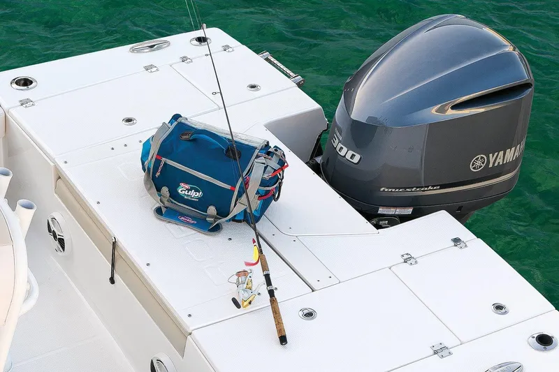 Slide: The Image of Manufacturer Provided Image: 2017 Robalo 246 Cayman boat with Yamaha outboard motor and fishing gear. - 23
