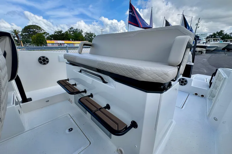 Slide: The Image of 2026 Navan S30 boat interior with cushioned seating and footrests, showcasing modern design. - 25