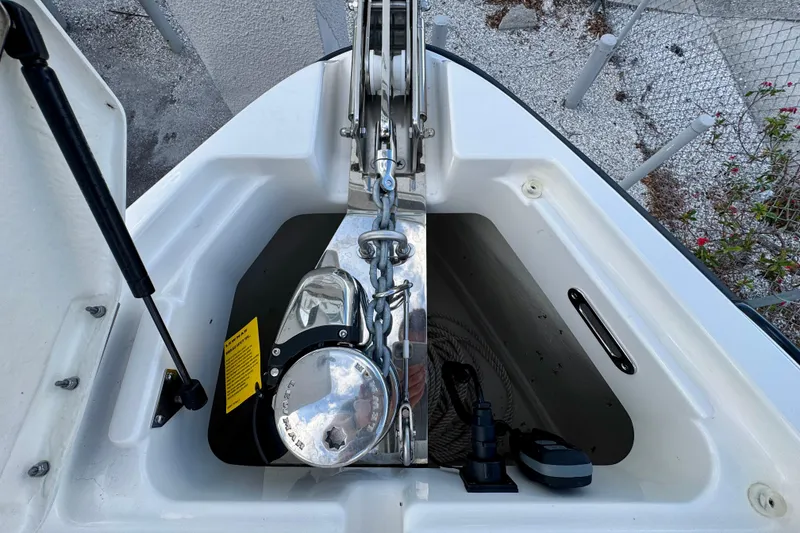 Slide: The Image of Anchor compartment of 2026 Navan S30 boat with chain and winch system. - 60
