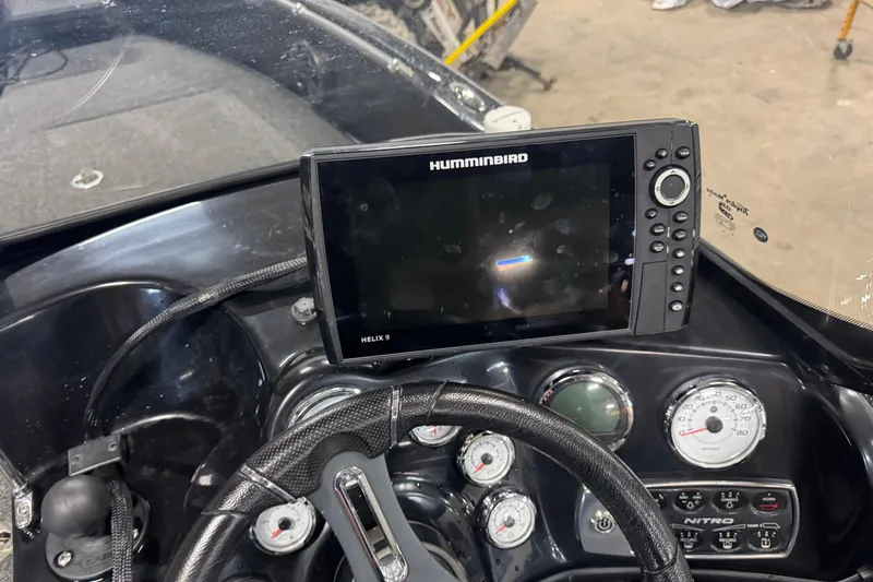 Slide: The Image of Dashboard of a 2021 Nitro ZV19 Sport boat with Humminbird Helix 9 display. - 8