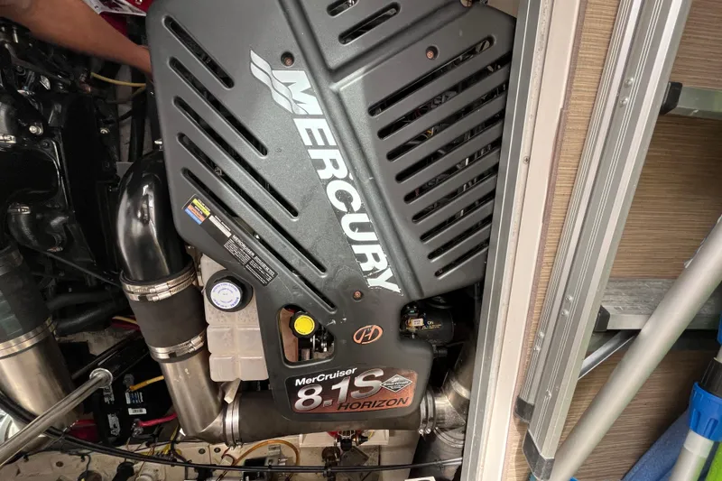 Slide: The Image of Engine compartment of a 2005 Chaparral Signature 350 with Mercury 8.1S Horizon engine. - 51