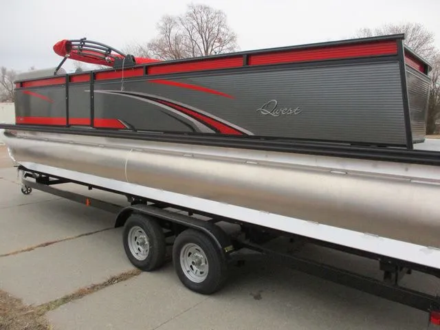 The Image of 2023 Qwest E 824 Splash pontoon boat on trailer. - 1