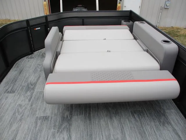 Slide: The Image of Interior of 2023 Qwest E 824 Splash boat with gray upholstery. - 5