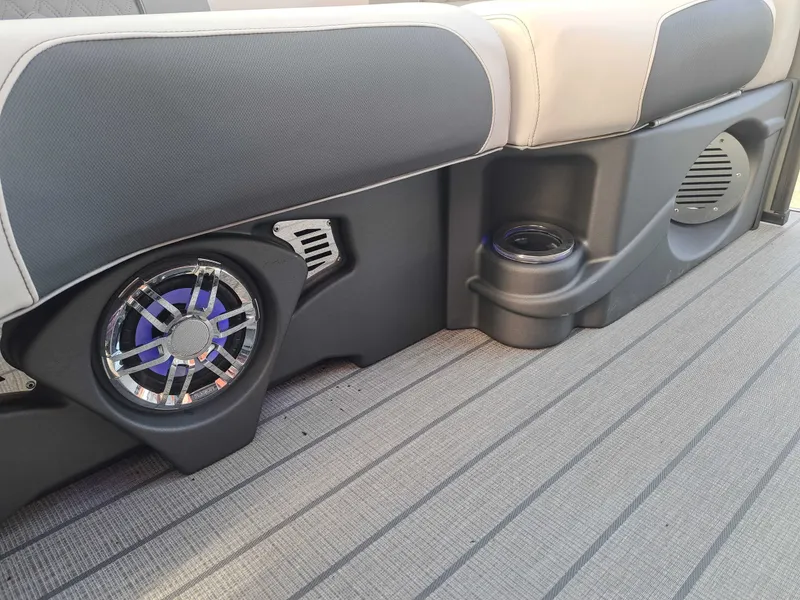 Slide: The Image of Speaker and cup holder in Avalon Catalina Quad Lounge 2025. - 11