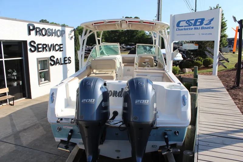Slide: The Image of 2017 Sailfish 275 DC boat with twin Yamaha 200 engines at Charlotte Ski Boats dealership. - 4