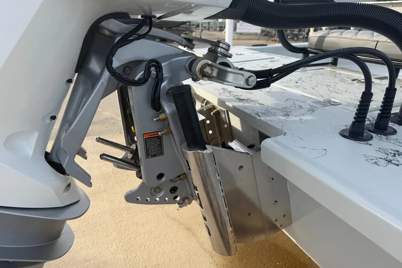 Slide: The Image of Close-up of Skuta Vista 24 boat engine components, 2026 model. - 7