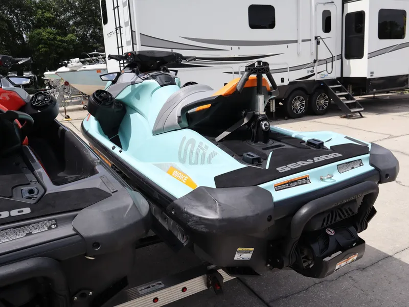 Slide: The Image of 2022 Sea-Doo GTI SE 170 jet ski on a trailer. - 6