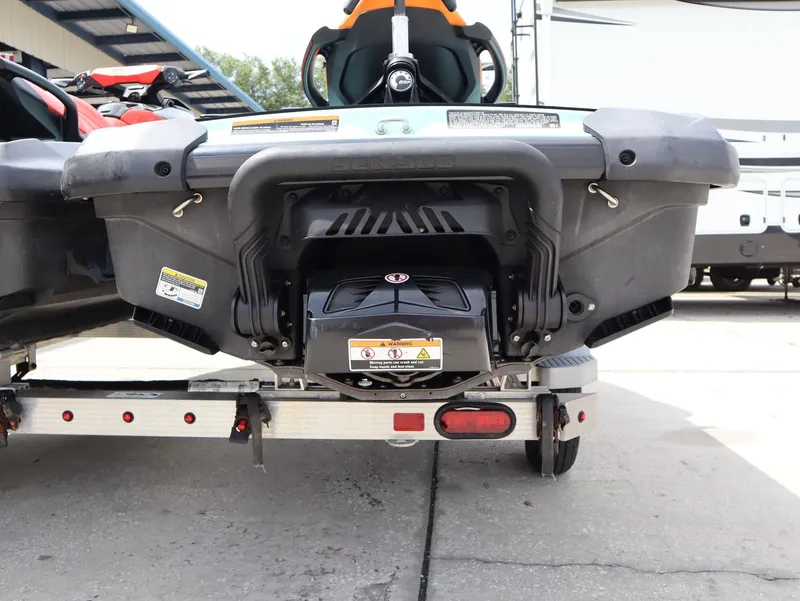 Slide: The Image of Rear view of a 2022 Sea-Doo GTI SE 170 on a trailer. - 8
