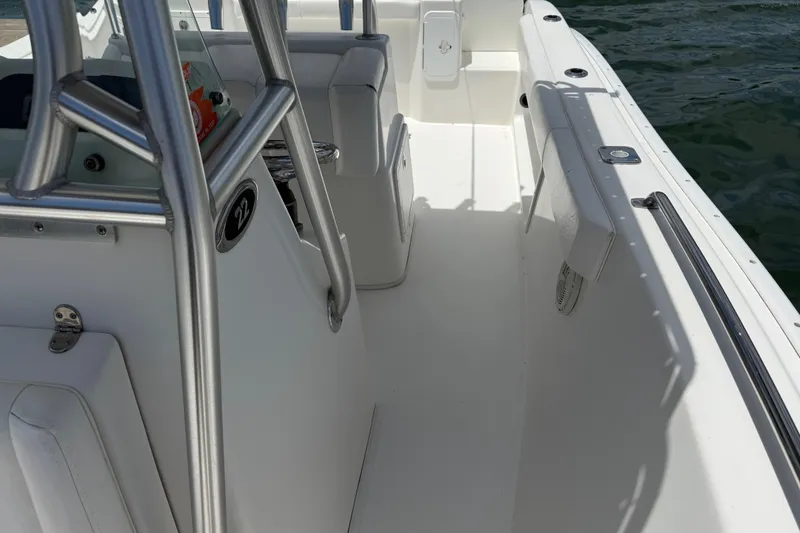 Slide: The Image of 2016 Cape Horn 22 OS boat interior with seating and stainless steel railings. - 30