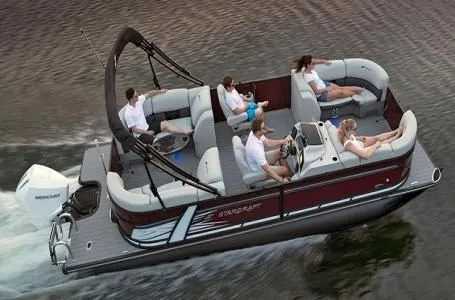 The Image of Starcraft SLS 5 Q DH 2025 pontoon boat on the water. - 1