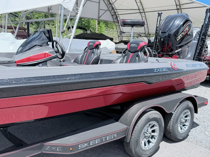 Slide: The Image of 2026 Skeeter ZXE20 boat with powerful outboard motor. - 27