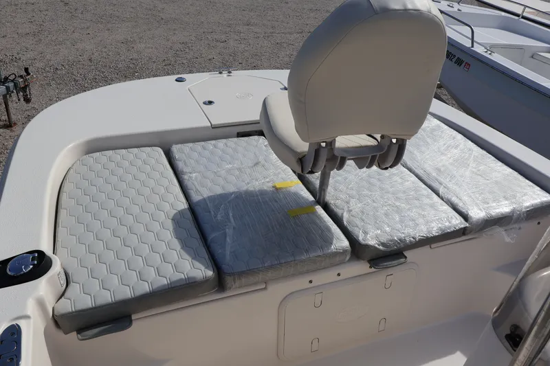 Slide: The Image of 2023 Carolina Skiff 17 LS boat rear seating with cushions. - 12