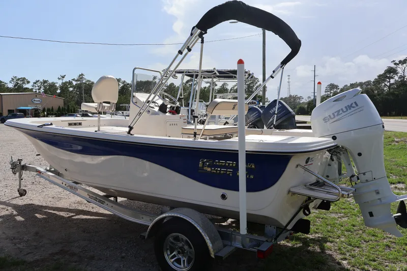Slide: The Image of 2023 Carolina Skiff 17 LS boat with Suzuki outboard motor. - 5