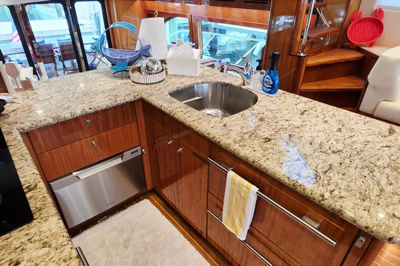 Slide: The Image of Luxurious kitchen interior of 2008 Hatteras 64 Motor Yacht with granite countertops. - 30