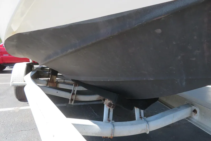 Slide: The Image of 2017 Sea Fox 256 Voyager boat hull on trailer, close-up view. - 17