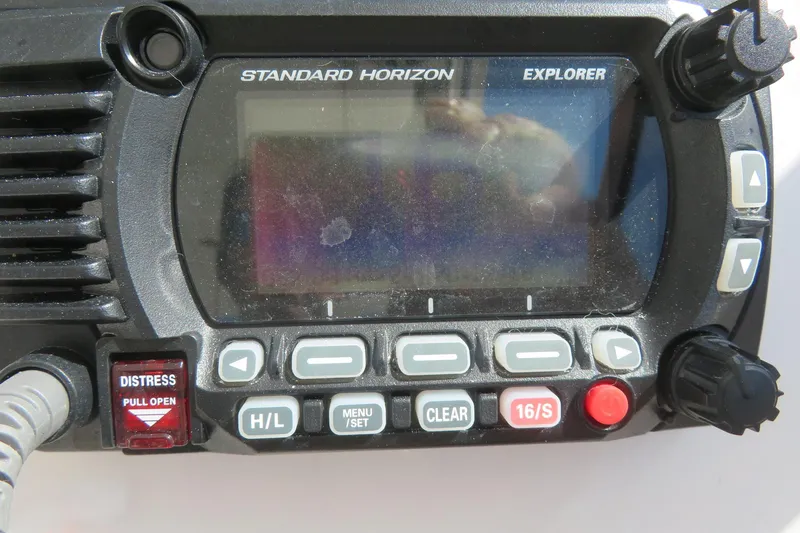 Slide: The Image of Standard Horizon Explorer marine radio on 2017 Sea Fox 256 Voyager boat. - 37