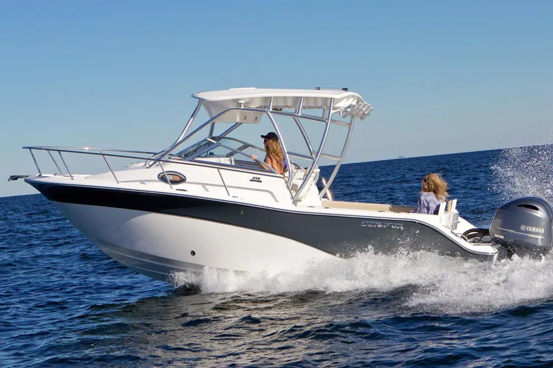 Slide: The Image of Manufacturer Provided Image: 2017 Sea Fox 256 Voyager boat cruising on open water. - 90