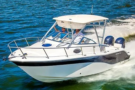 Slide: The Image of Manufacturer Provided Image: 2017 Sea Fox 256 Voyager boat cruising on water. - 91