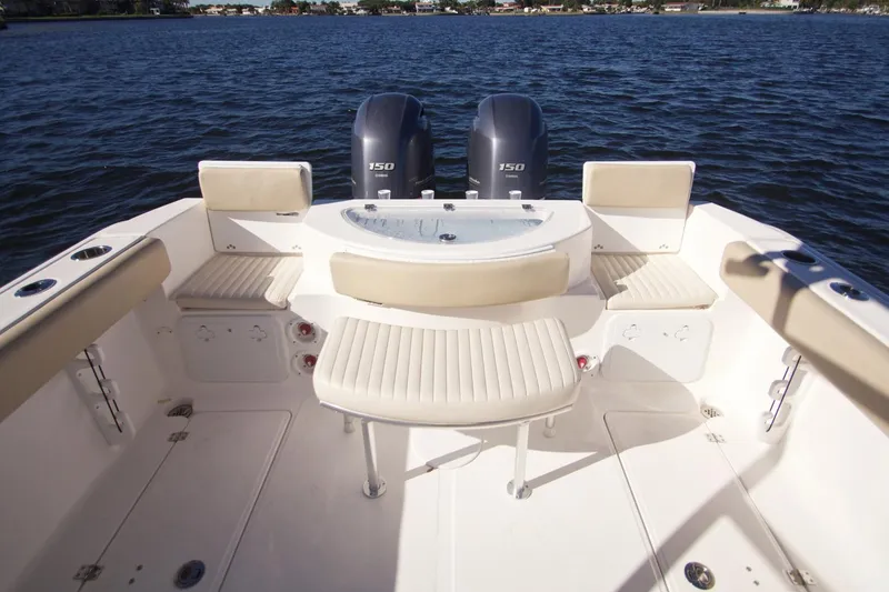 Slide: The Image of Manufacturer Provided Image: 2017 Sea Fox 256 Voyager boat with twin 150 engines on a calm lake. - 95