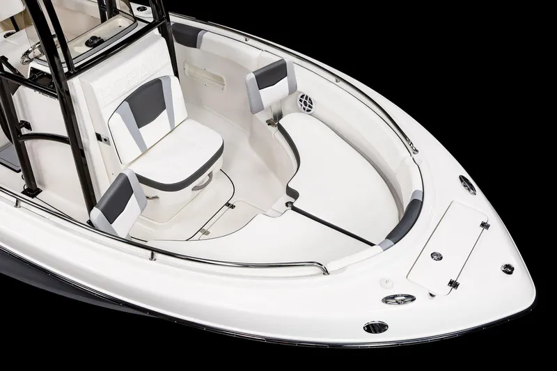 Slide: The Image of Manufacturer Provided Image: 2025 Robalo R222 Center Console boat interior with seating and storage compartments. - 22