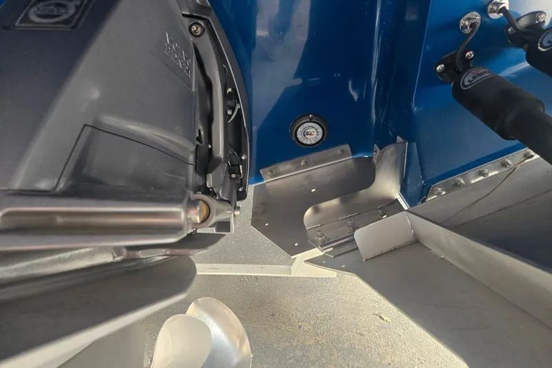 Slide: The Image of Close-up of 2020 Cobalt R7 Surf boat engine components and controls. - 4