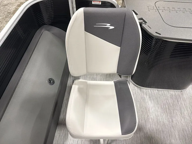 Slide: The Image of Bennington 20SF-Snap 2026 boat seat, gray and white design. - 13