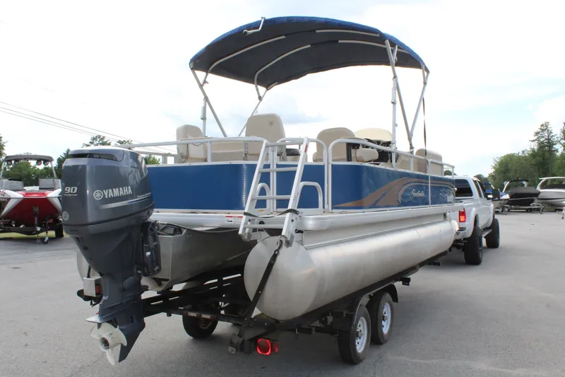 Slide: The Image of 2013 Godfrey SW 2286 FC pontoon boat with Yamaha motor on trailer. - 8