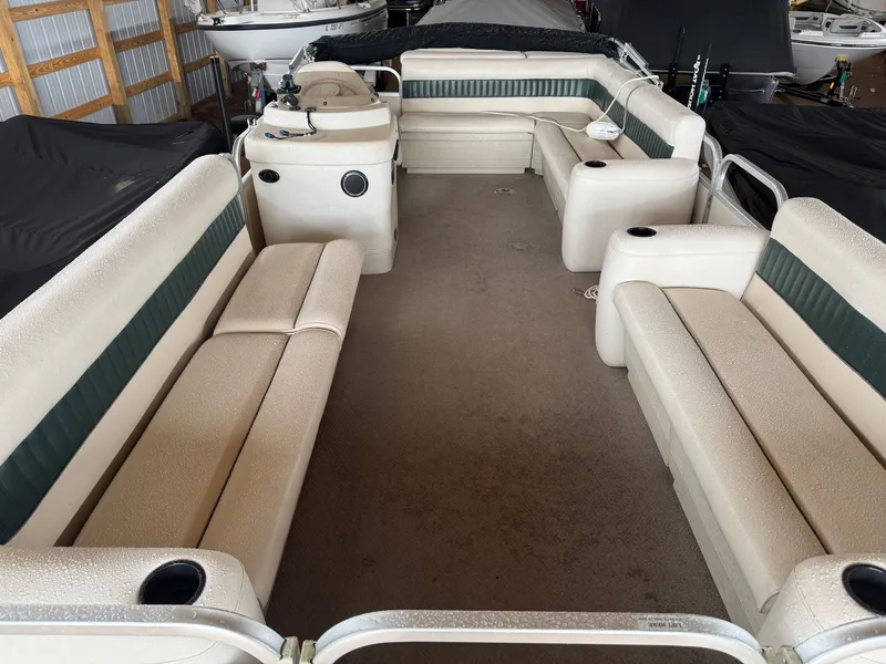 Slide: The Image of Interior of a 2002 Premier L208 Leisure pontoon boat with seating. - 13
