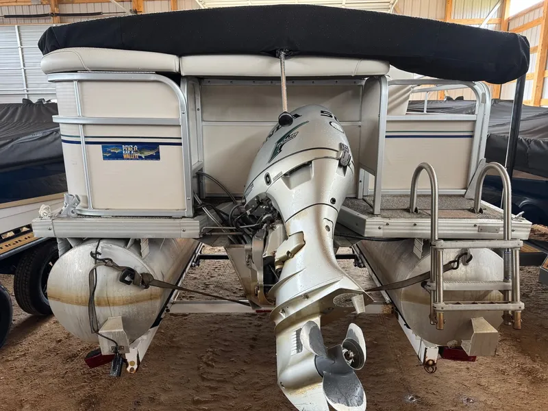 Slide: The Image of 2002 Premier L208 Leisure pontoon boat with outboard motor. - 8
