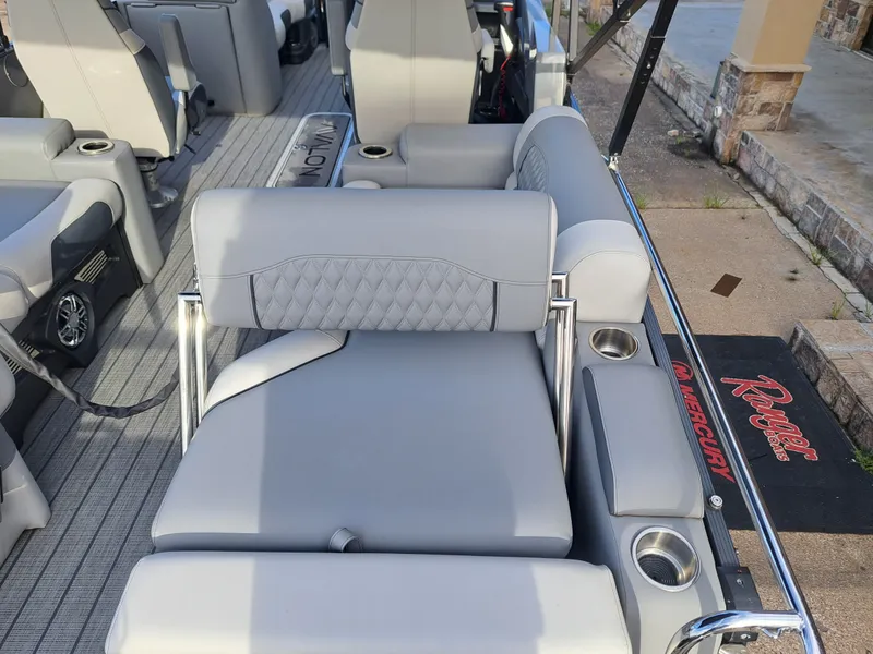 Slide: The Image of Interior of 2025 Avalon Catalina Quad Lounge Shift with gray upholstery. - 27