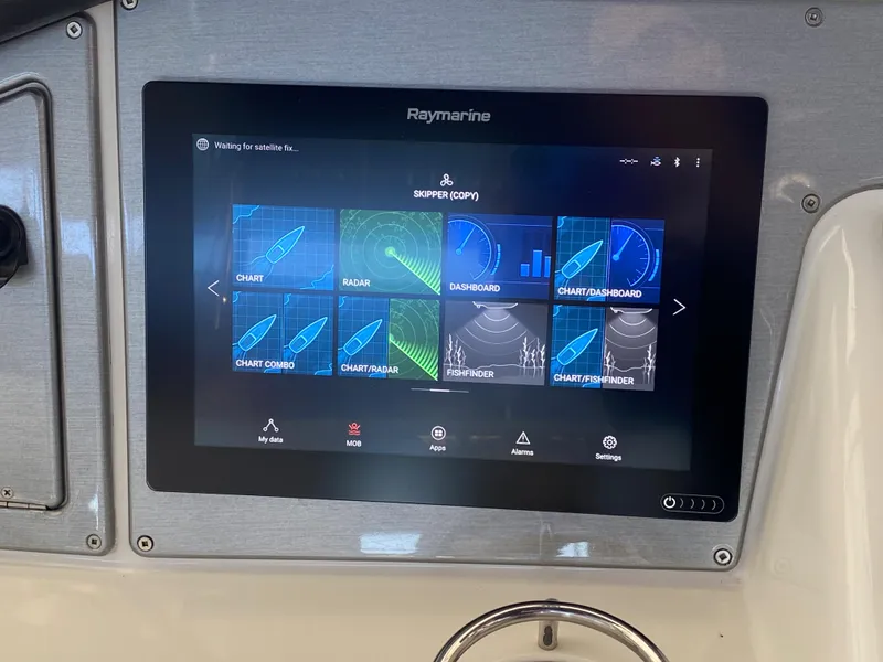Slide: The Image of Raymarine display on 2007 Carver 36 Sedan, navigation and radar screen. - 47
