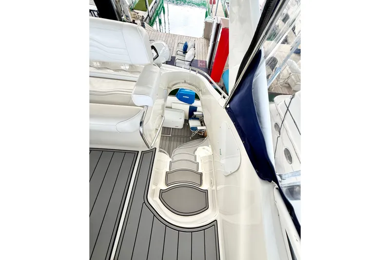 Slide: The Image of 2007 Carver 36 Sedan interior with sleek seating and modern design elements. - 51
