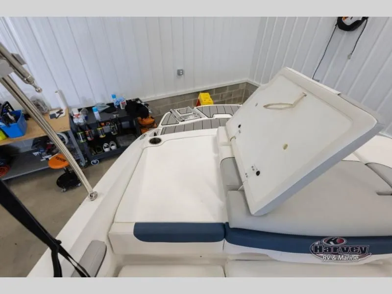 Slide: The Image of Interior view of a 2022 Tahoe 210SI boat in a workshop. - 25