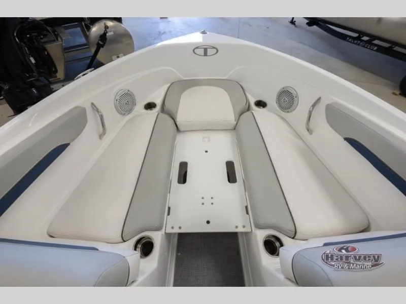 Slide: The Image of Interior view of 2022 Tahoe 210SI boat with gray seating. - 6
