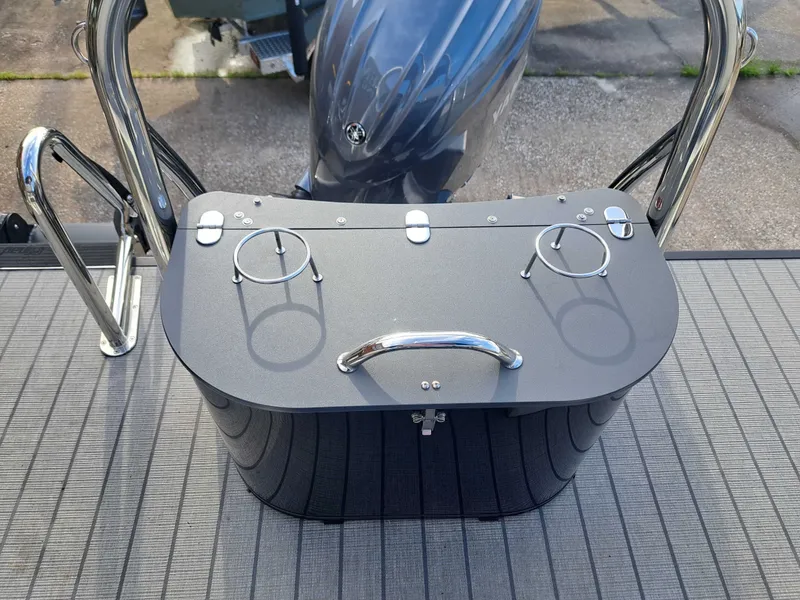 Slide: The Image of 2025 Avalon Catalina Quad Lounge boat with cup holders. - 29