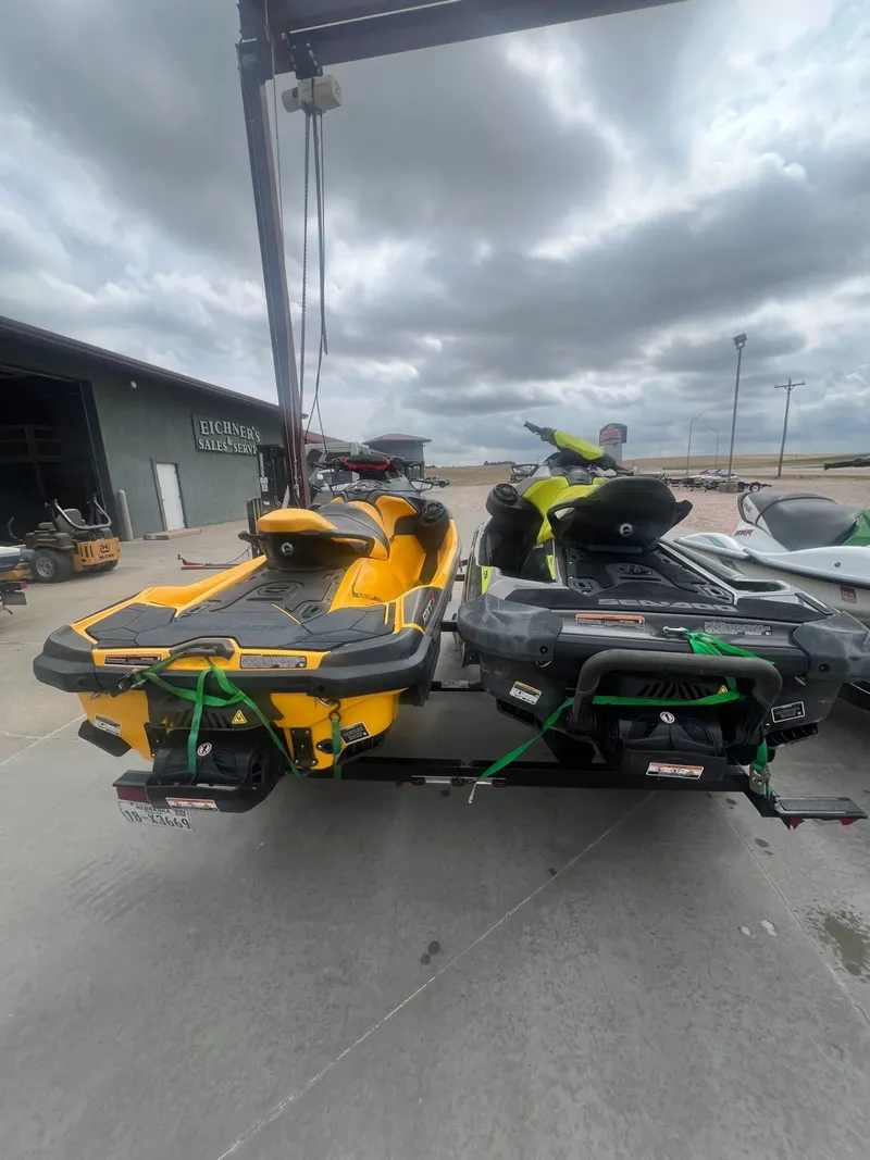 Slide: The Image of Two Sea-Doo GTR 230 iBR jet skis on trailer, 2021 model. - 3