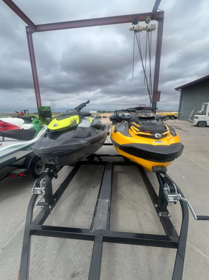 Slide: The Image of Two Sea-Doo GTR 230 jet skis on a trailer, 2021 model. - 4